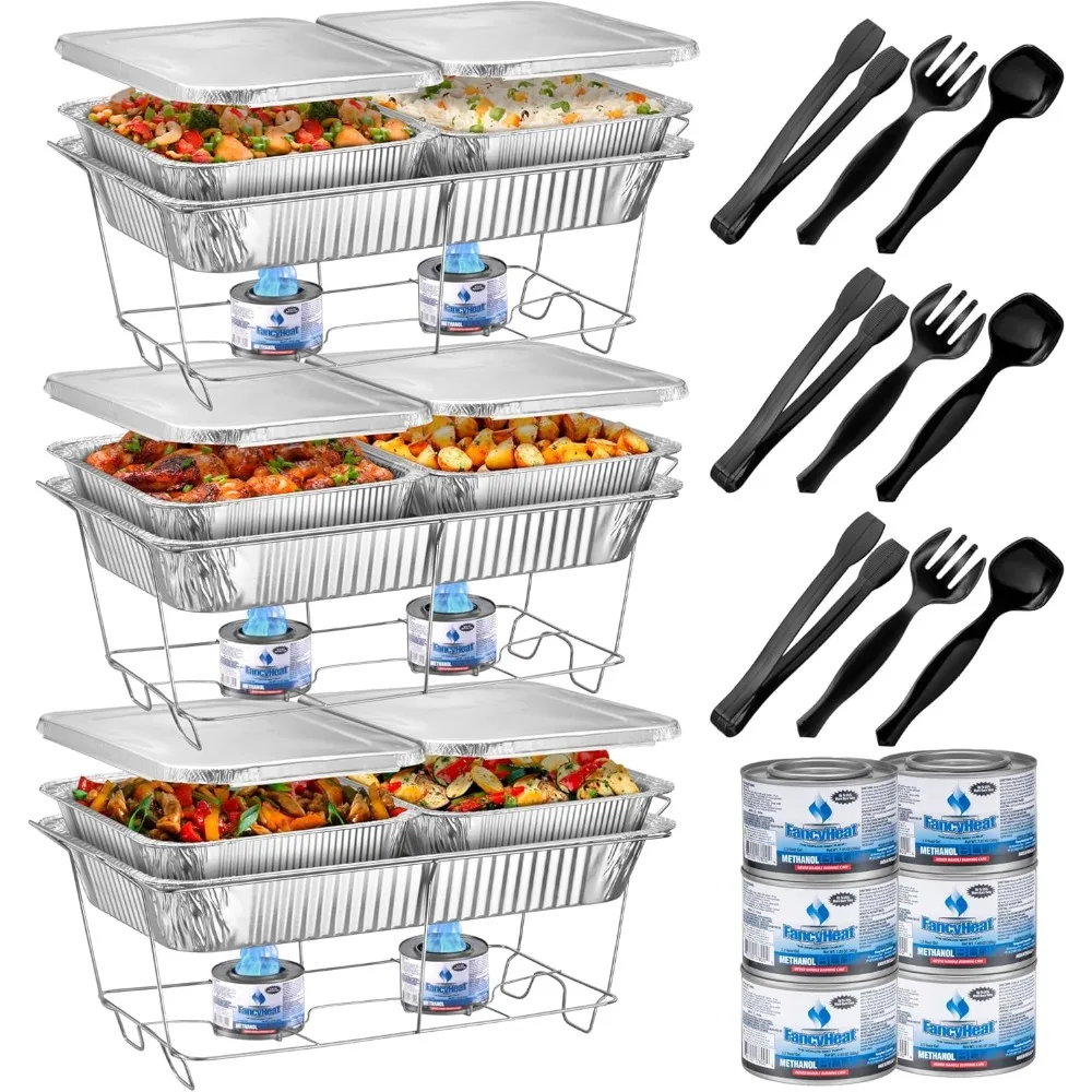 

Disposable Chafing Dish Buffet Set, Food Warmers for Parties, Complete 33 Pcs of Chafing Servers with Covers, Catering Supplies