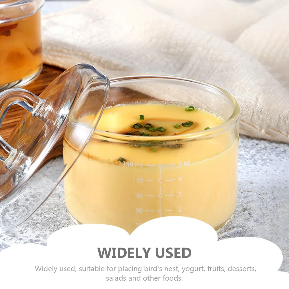 Cuenco de vidrio para servir, resistente al calor, almacenamiento de postres para hornear, tazón de comida para bebé, olla para estofado multifuncional, diseño de tapa, cocina transparente