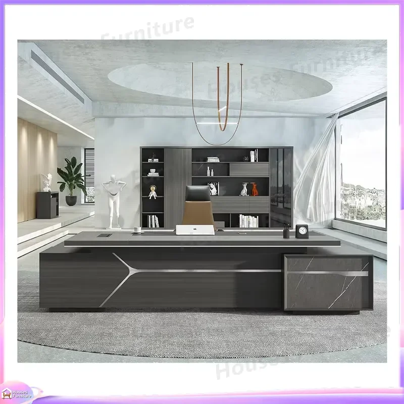 L Shaped Executive Desk Modern Wooden Manager Office Table Scratch Resistant Surface High End Computer Workstation Furniture