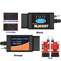 Herramienta de diagnóstico de coche ELM327 USB V1.5 con interruptor FTDI 25K80 chip modificado para Ford Forscan FoCCCus HS CAN y MS CAN OBD2