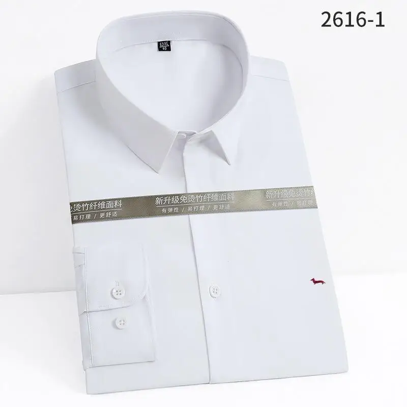 New Spring Men High Quality Casual Blouse Long Sleeve Cotton Keep Warm Harmont Solid Slim Fit Embroidery Business Blaine Shirts