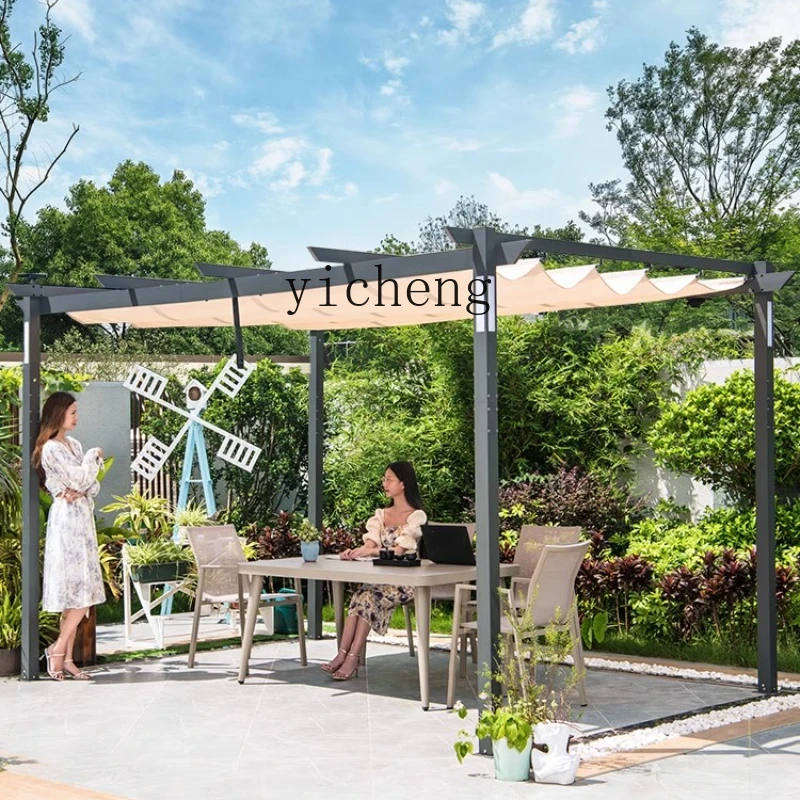 HYS trellis awning outdoor villa courtyard aluminum alloy grape trellis solar awning