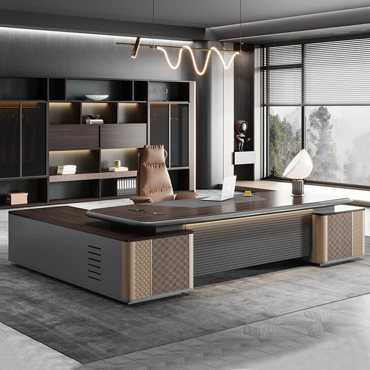 

Роскошный современный простой L-образный офисный стол из дерева для коммерческого использования