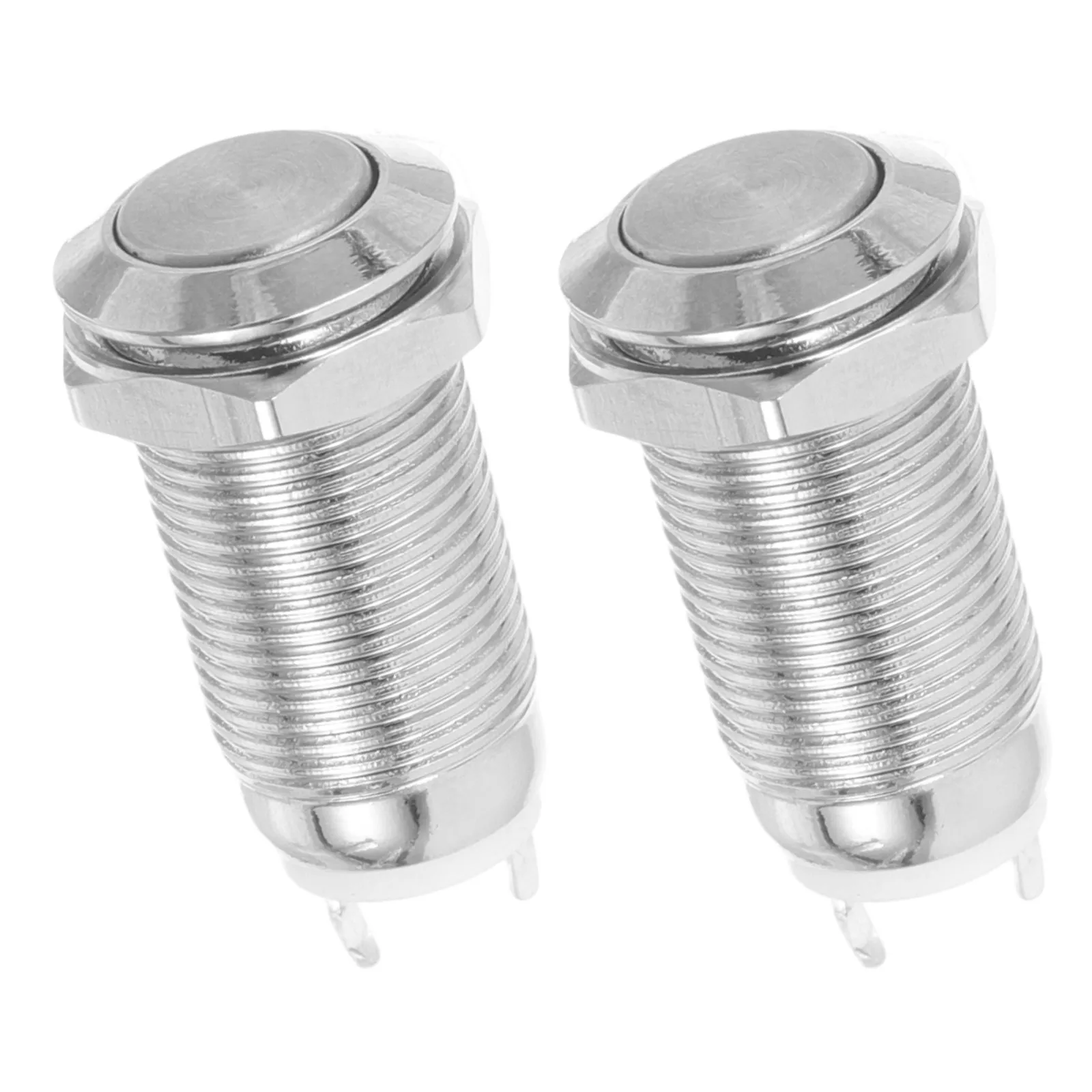 2Pcs Momentary Push Button Switch Spst Round Mini Panel Mount Car Dashboard Replacement Alloy Body 10Mm Self-Reset High Temp