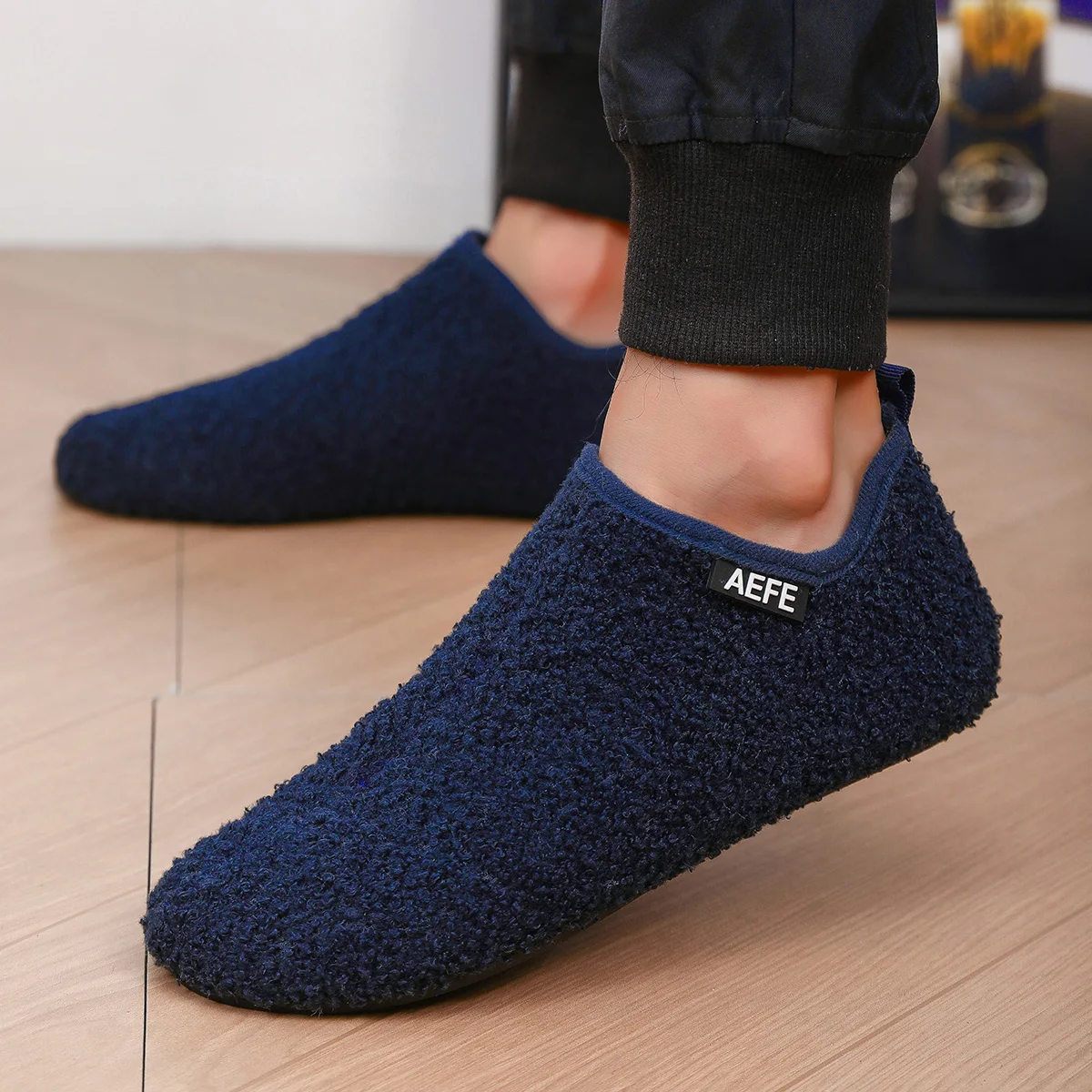 Men's Fuzzy Overlapping Slippers - Winter Warmth Indoor Home Shoes with Fuzzy Lining and Arch Support, Soft Cushioning Comfort,