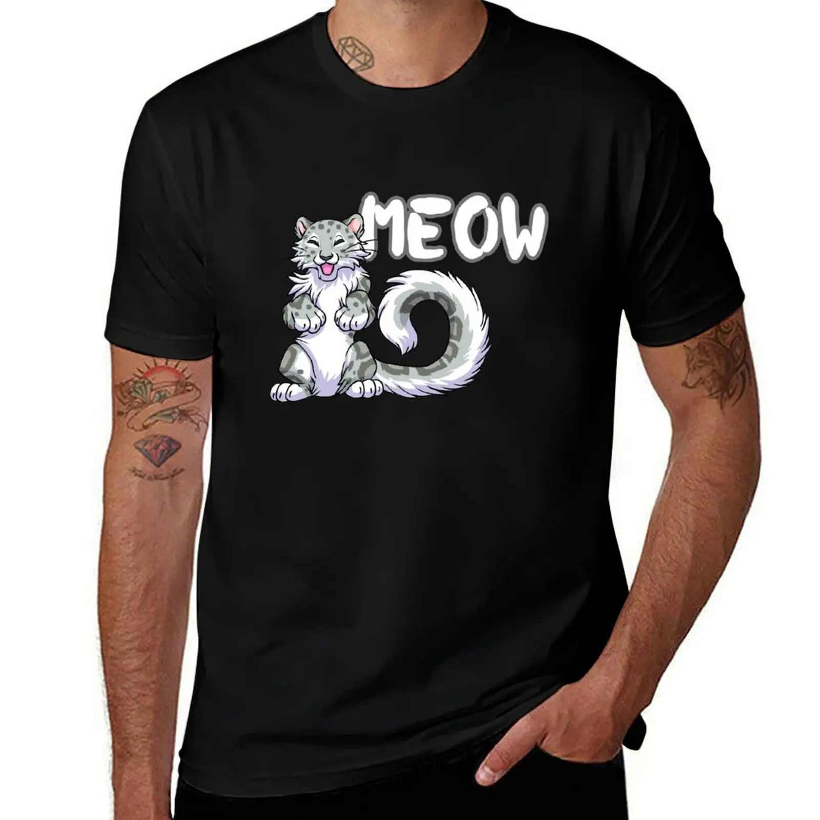 

funny T-Shirt shirts t designer Snow shirt leopard t tshirt T-Shirt meow man cotton