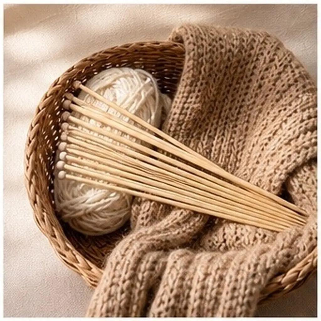 36Pcs Bamboo Knitting Needles Single Pointed 12Cm Lightweight Ergonomic Smooth Fiber for Sweater Hat Scarf Gloves DIY