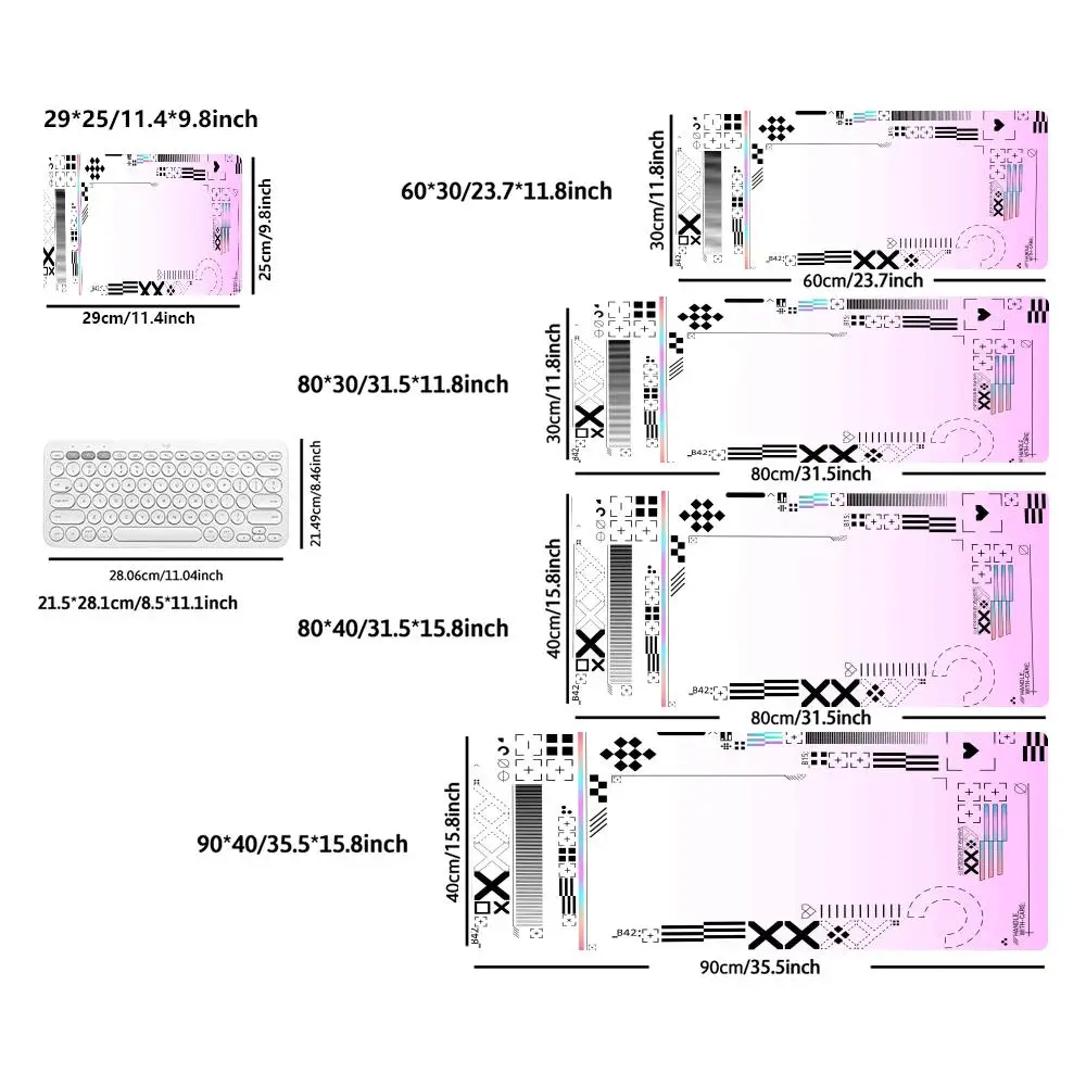 Playmat Mouse Pads For Games Game Card Pad With Tech Glitch Geometric Frame Pattern For Laptop Office Desktop Keyboard pad
