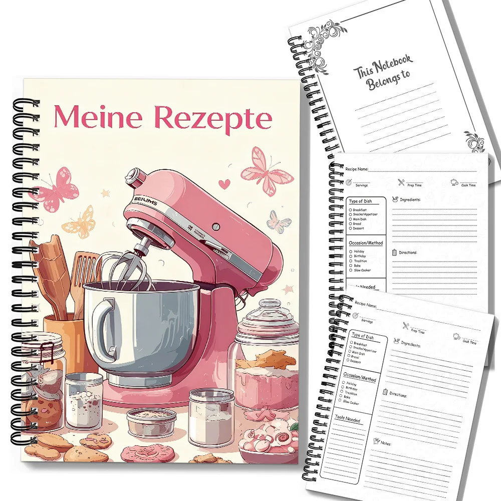 1 libro de recetas con encuadernación en espiral, para repostería y elaboración de menús, perfecto para chefs caseros y cocineros profesionales, libro de recetas para cocinar