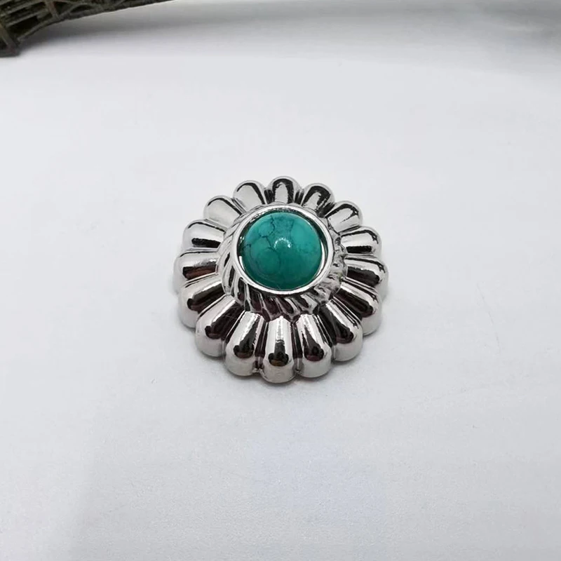 10 Stück Retro-Blumennieten, Chrysanthemen-Abzeichen, dekorative Metallknöpfe mit Schraubverschluss, Schnallen für DIY-Taschen und Kleidungszubehör – Detail 11