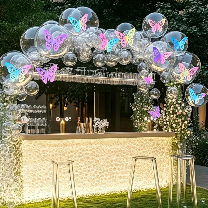 Ballons papillons colorés, ensemble de 18 ballons Bobo transparents en forme de papillon – Idéal pour la fête des mères, les anniversaires, les cadeaux d'anniversaire, les fêtes d'anniversaire, les célébrations de mariage, la Saint-Valentin et les rassemblements en plein air |     A