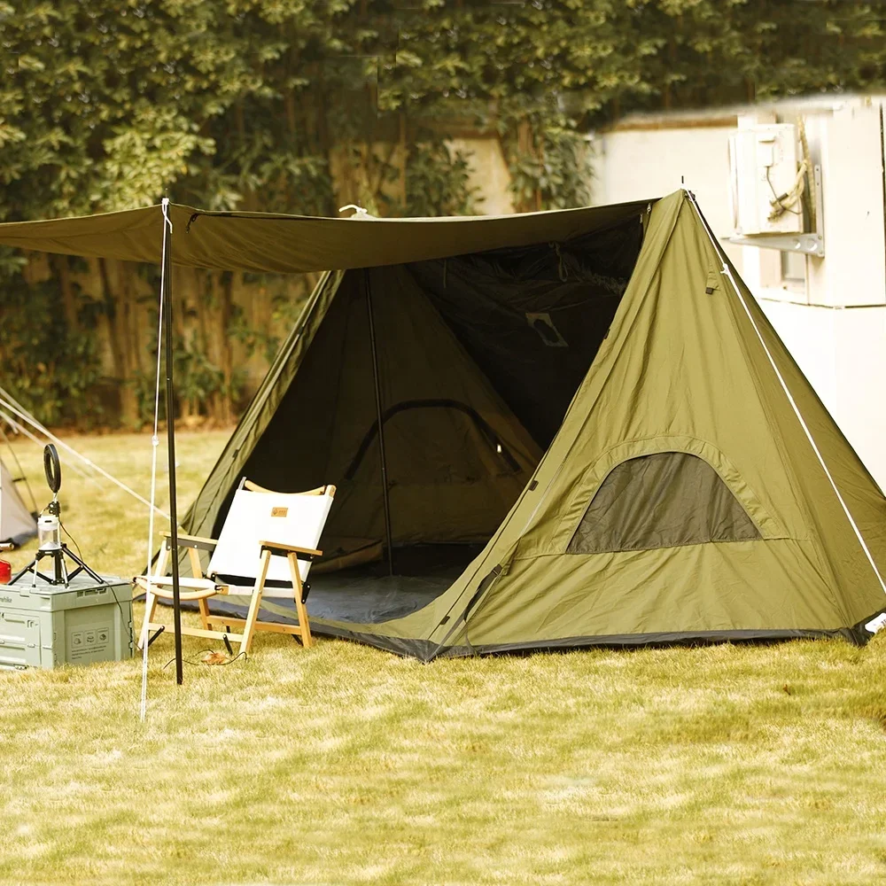 hot sales Waterproof Large Outdoor TC Cotton Pyramid Tipi Tent Camping Hot Tent Survival Shelter Tent with Stove Jack