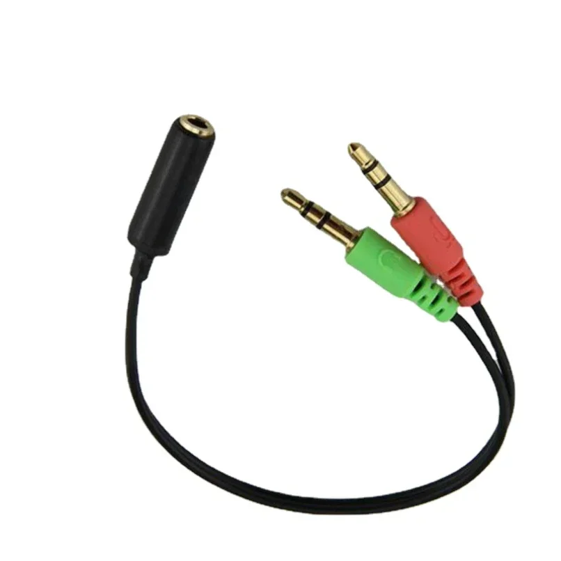 3.5mm Jack 1 Female to 2 Male Headphone Stereo Audio Cable Microphone Y Splitter Adapter Aux Cord For Earphone PC Laptop