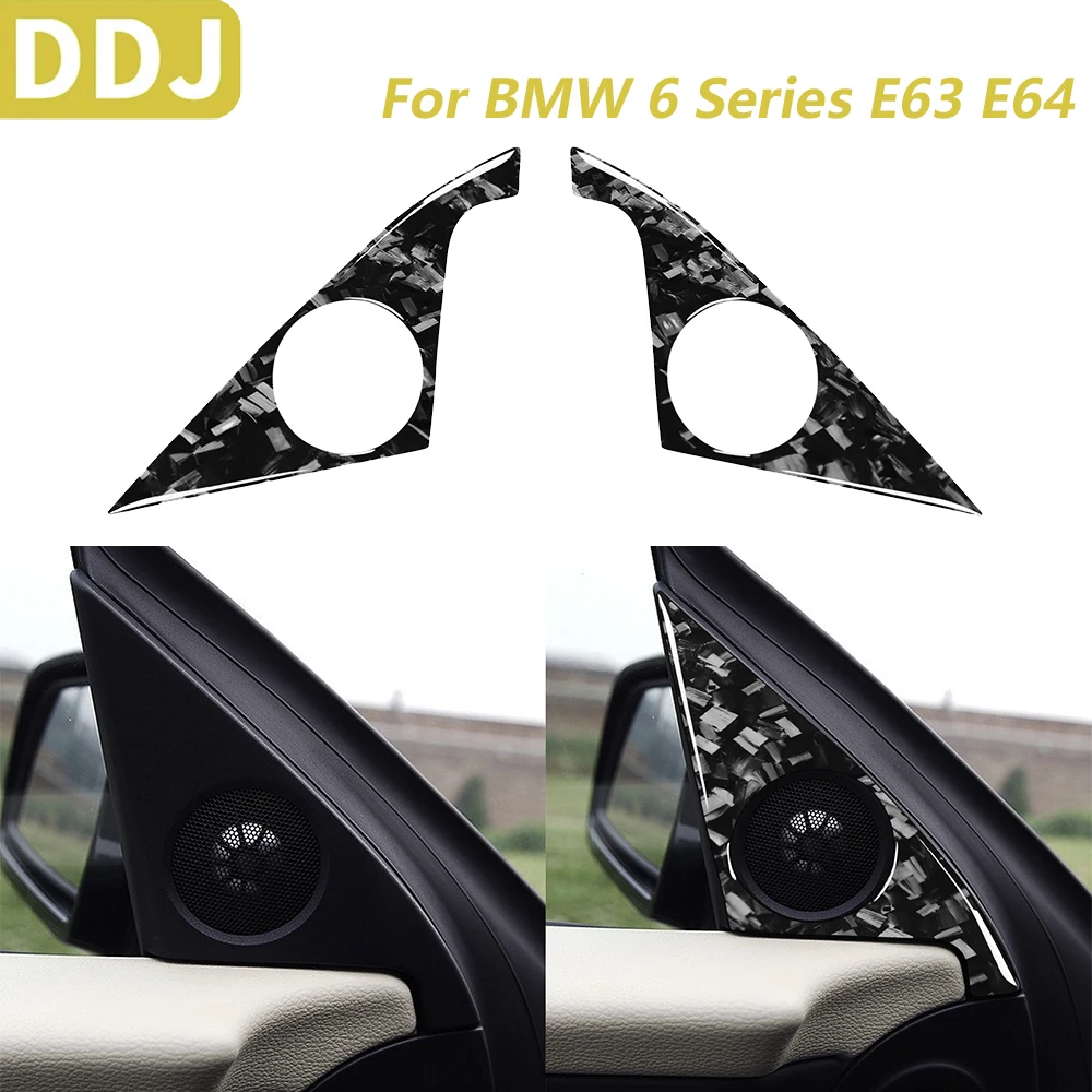 

For BMW 6 Series E63 E64 M6 2004-2010 Forged Carbon Fiber Door A-pillar Speaker Panel Decorative Cover Car Accessories Sticker