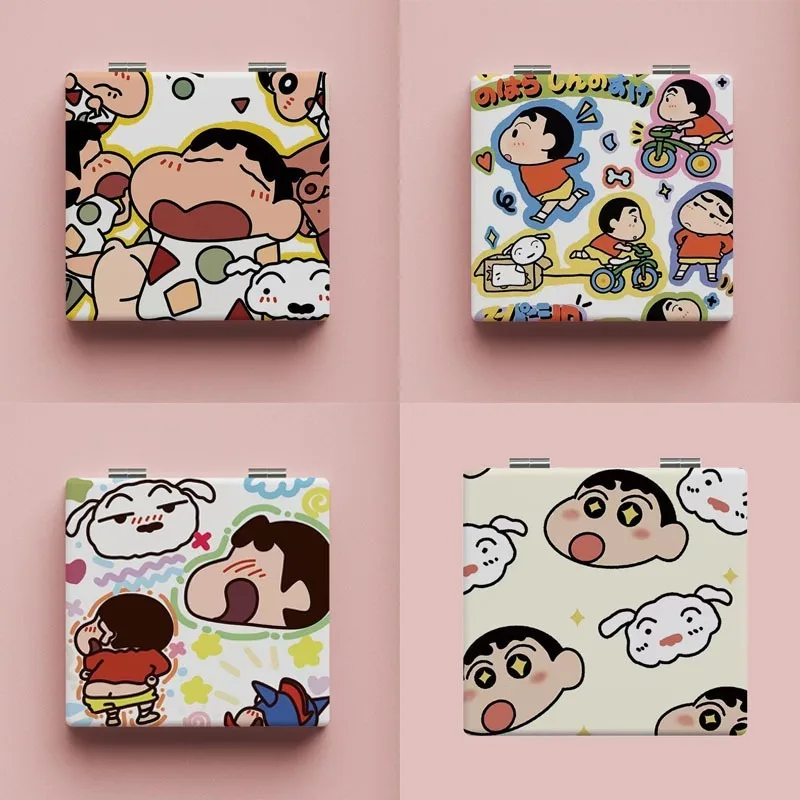 

Hot Anime Crayon ShinChans Kawaii Model Figure Mini Mirror Portable Two-Sided Folding Makeup Mirrors Girls Lovers Birthday Gifts