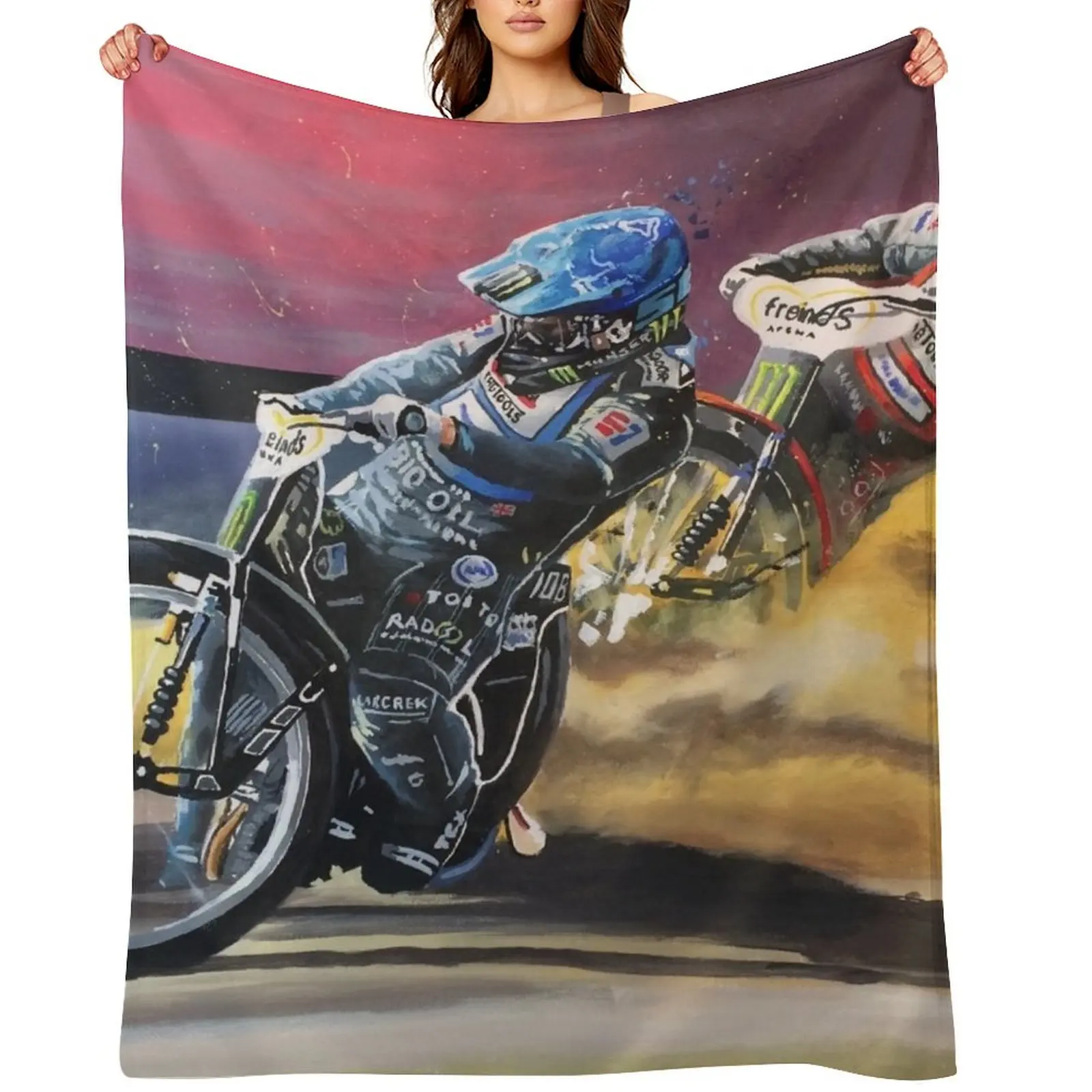 

Speedway Tai Woffinden Throw Blanket Vintage decorative Furry Blankets