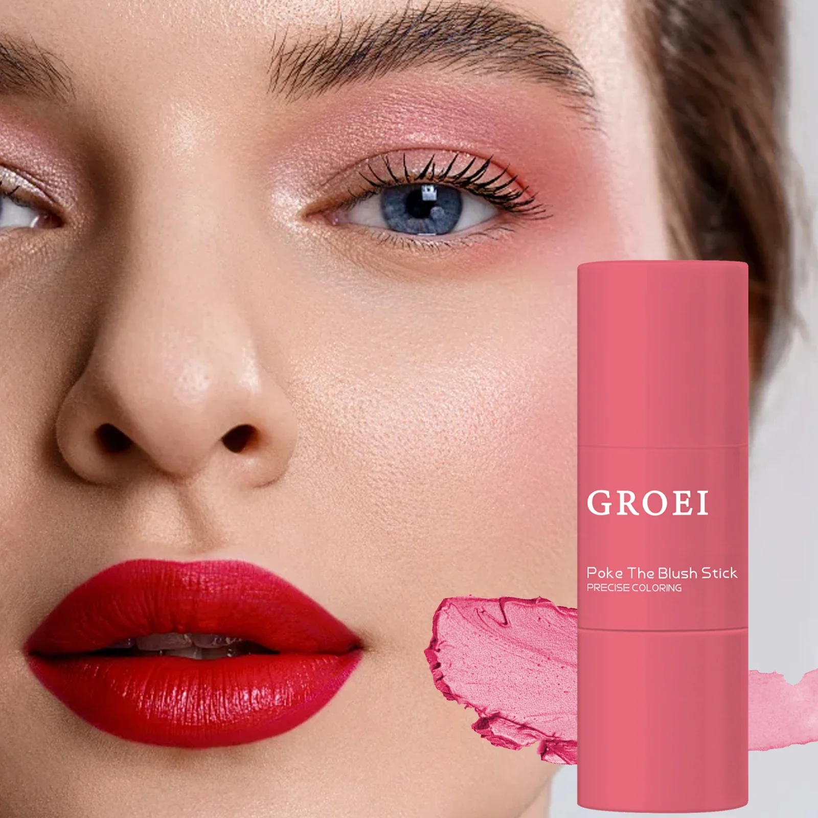 monochrome poederblusher lip- en wangblusher stick light natur Dubbel dual-use duurzaam mat natuurlijk rouge poeder Face Conto