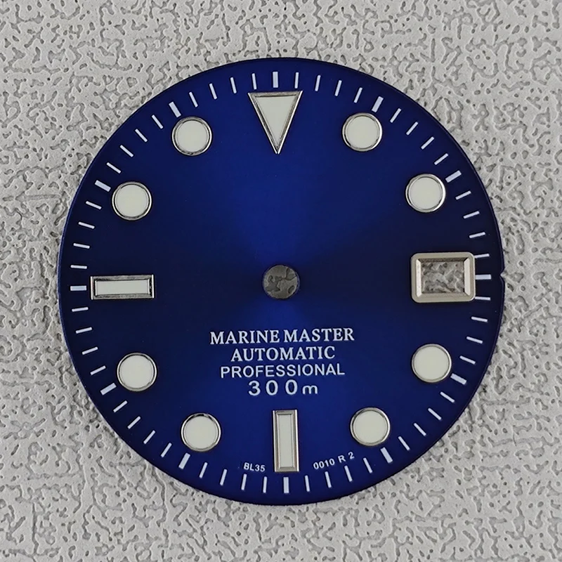 Esfera de reloj de 28,5mm con manecillas de reloj, rayos solares Marinemaster, ajuste luminoso NH35 NH36, esferas de reloj, movimiento automático