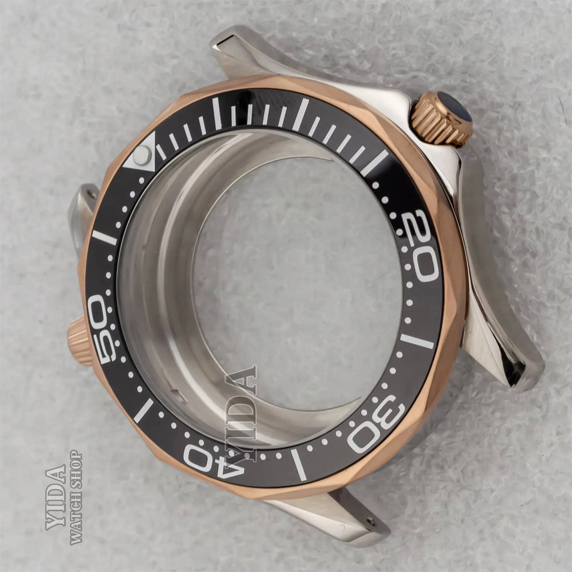 

For Seamaster 300 Watch Case 41MM 10ATM Wanterproof Rose Gold Case NH35 NH36 Automatic Movement Mod Watch Parts Replacements
