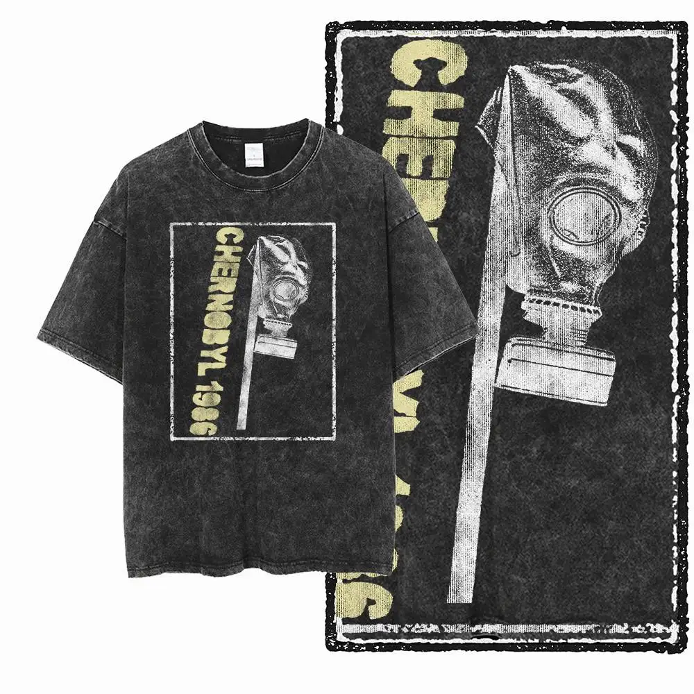 Chemise à motif imprimé COOLMIND pour hommes et femmes, grande taille, en coton frais, délavé à l'acide, vêtements de rue, col rond, T-shirt pour hommes et femmes