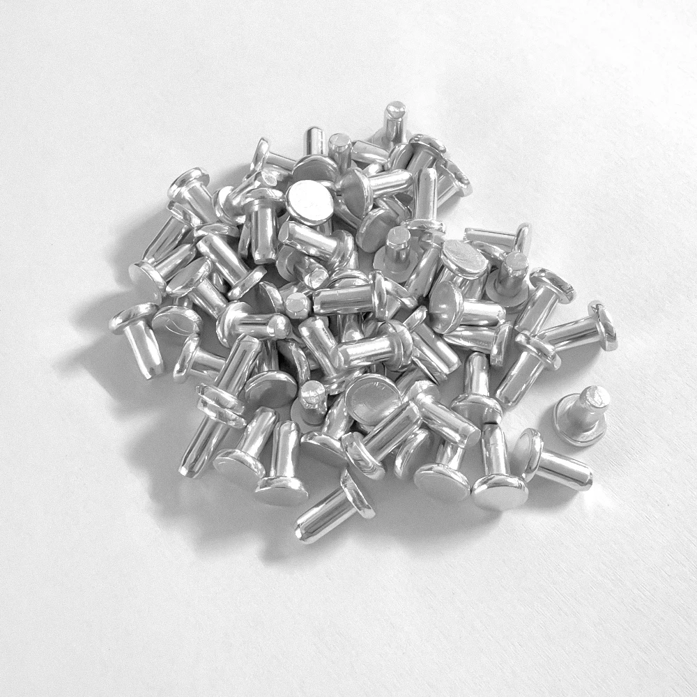 50 Stück Aluminium flach dünn Rundkopf Vollniet Handpercussion Punch selbststeckende feste Nieten