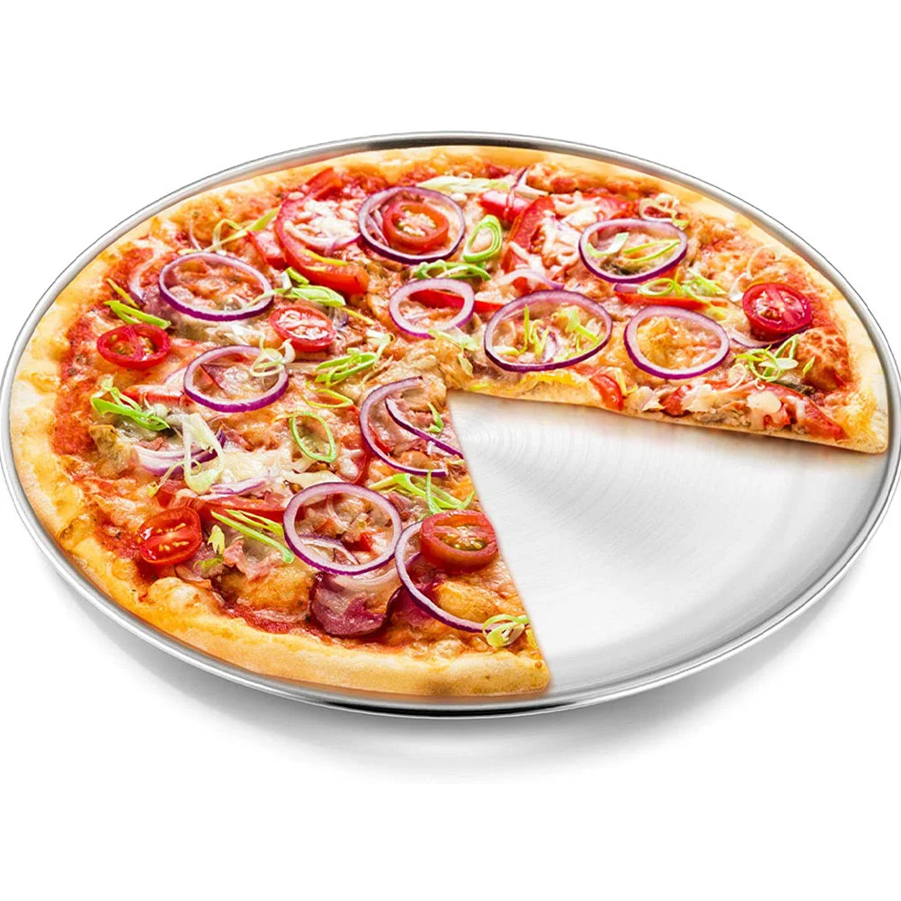 Pizza Plate Stainless Steel Tray Round Sushi Plates Multi-function Home Dish Serving Food Storage Trays Metal