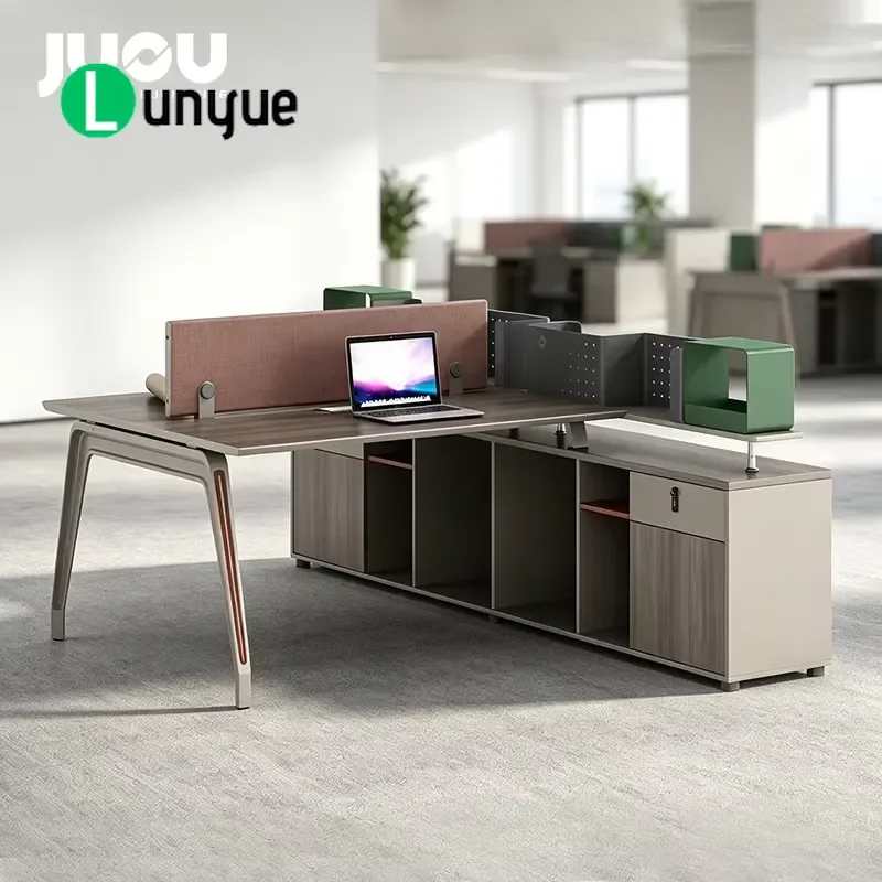 Custom Modern Wooden Office Workstation Desk with Side Cabinet High Quality Public Open Staff Workbench for Office Furniture