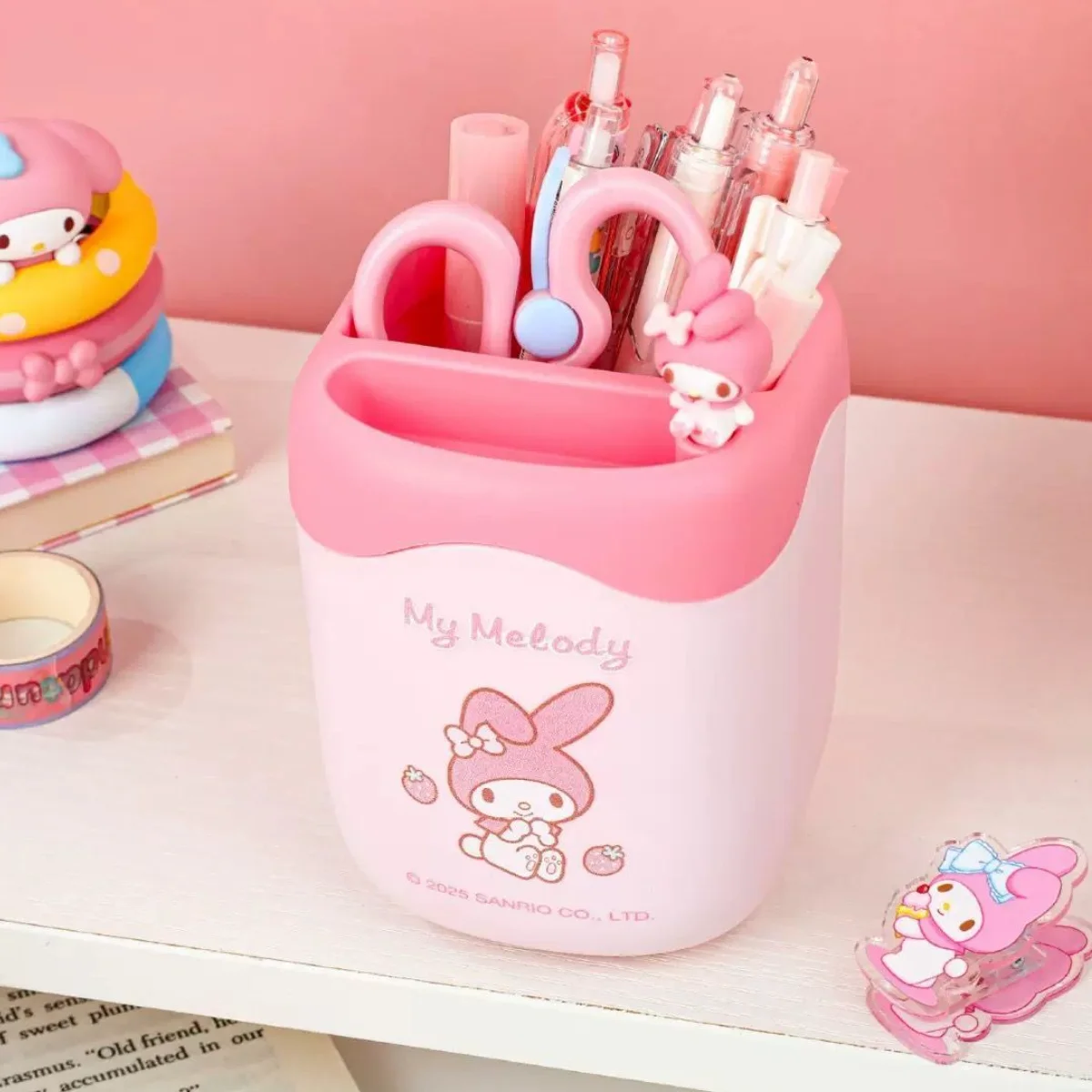 سانريوس ميلودي Kawaii حامل قلم مكتبي فتاة جديدة القلب الكرتون طالب الأطفال دراسة المنزلية مكتب صندوق تخزين الأدوات المكتبية #6