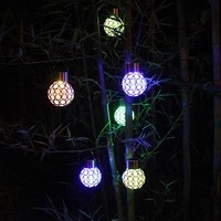 Solar LED Hanging Light Lantern Waterproof Hollow Out Ball Lamp For Outdoor Garden Yard Patio Decoration Holiday Solar Light