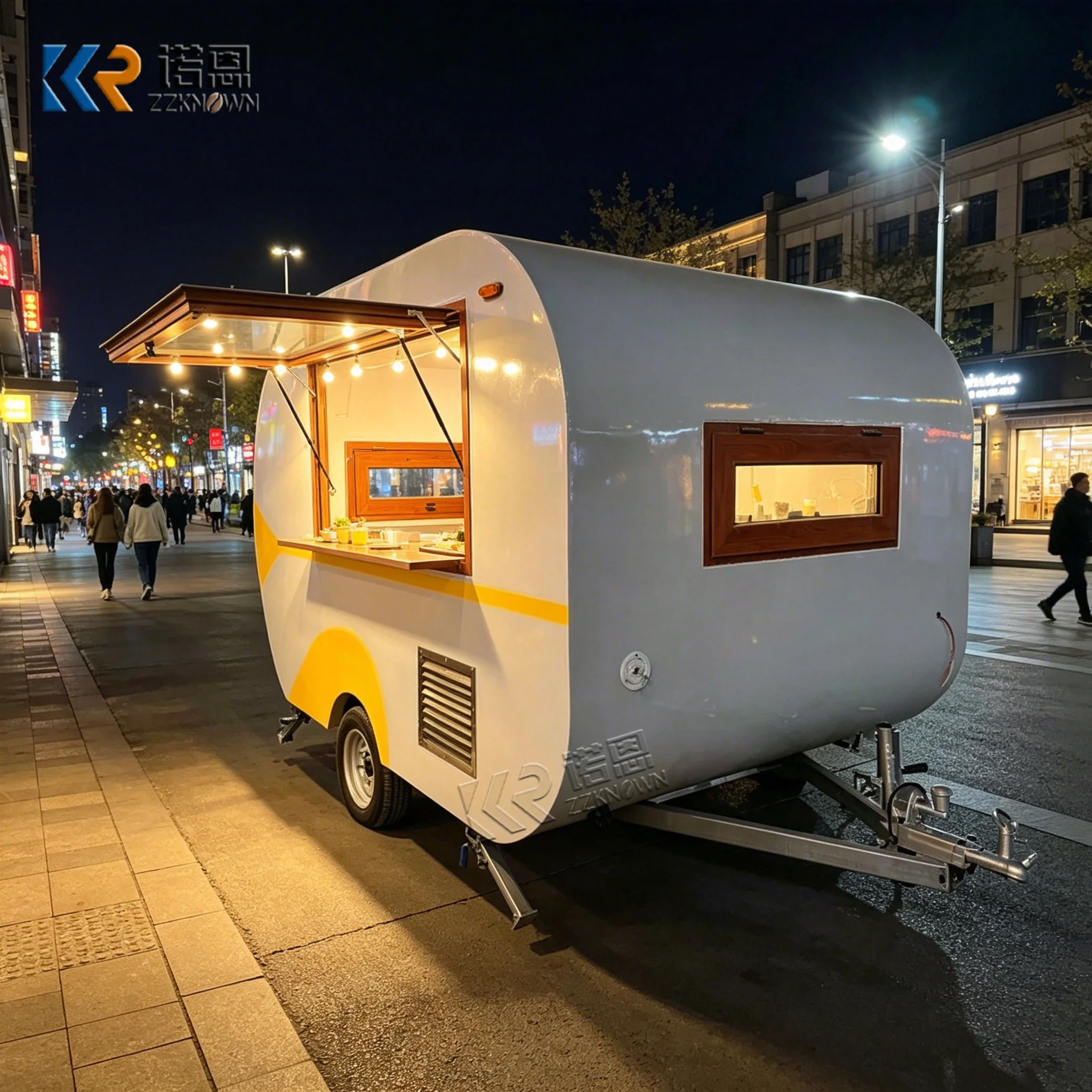 

Custom Design Fashionable Fully Equipped With Full Kitchen Mobile Food Truck Stainless Steel Trailer Pizza Truck