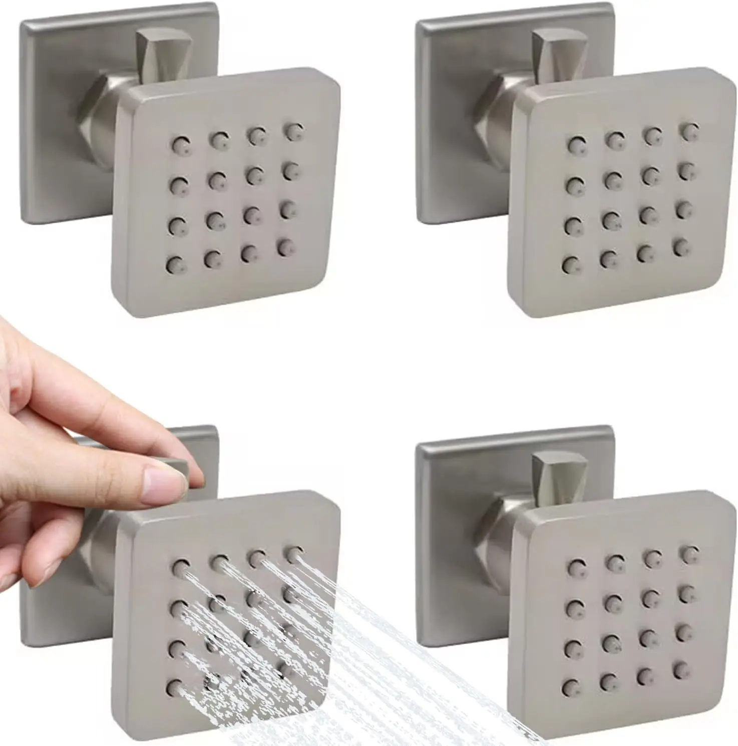 

Solid Brass Body Shower With Swivel Nozzle And Wall Jets Controlled Flow Bathroom Faucet Brushed Finish Toilet Accessories