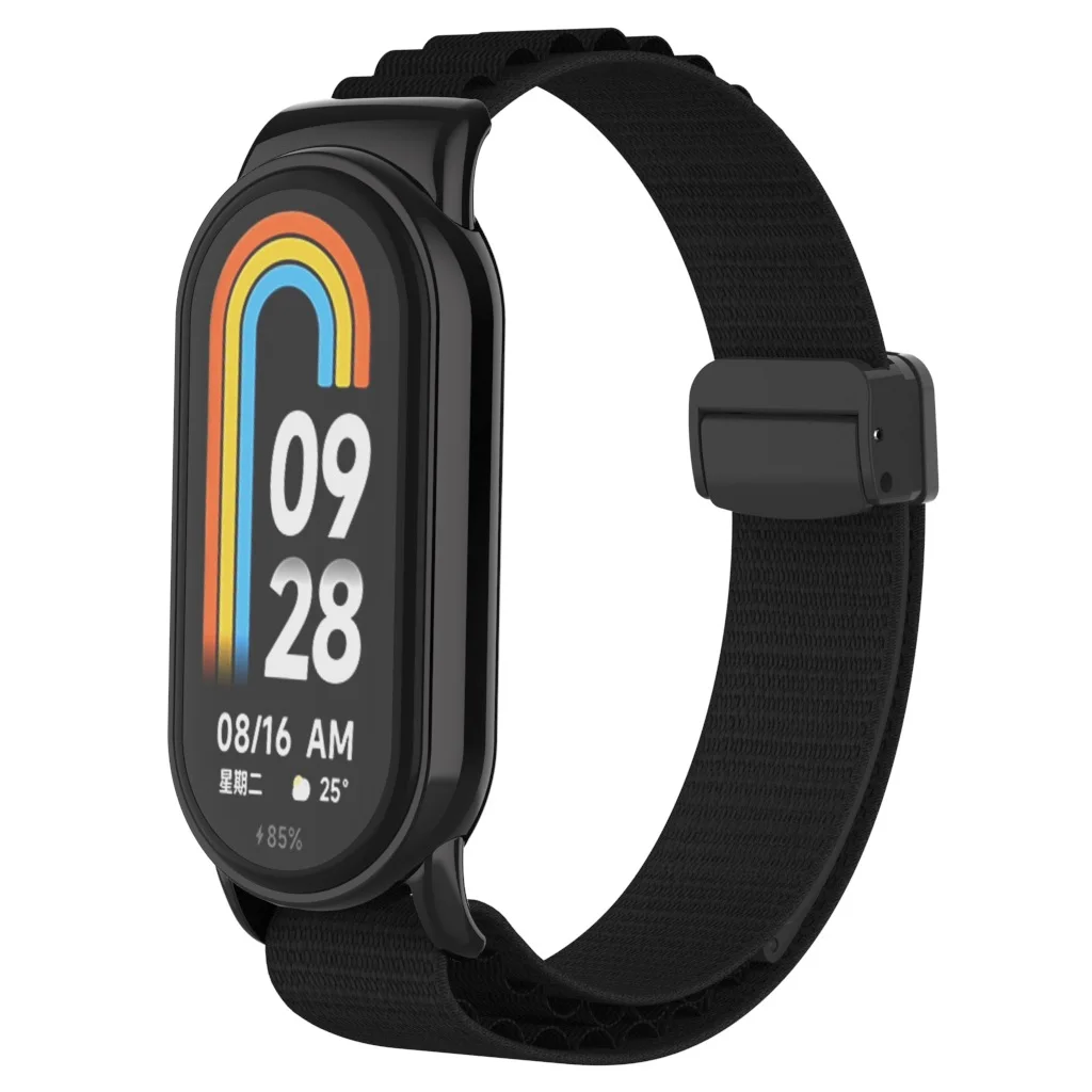 สำหรับ Xiaomi Mi band 9สาย Mi band 8 ALPS หัวโลหะไนลอนหัวเข็มขัดแม่เหล็กลำลองเปลี่ยนสายรัดข้อมือหัวเข็มขัดแม่เหล็ก