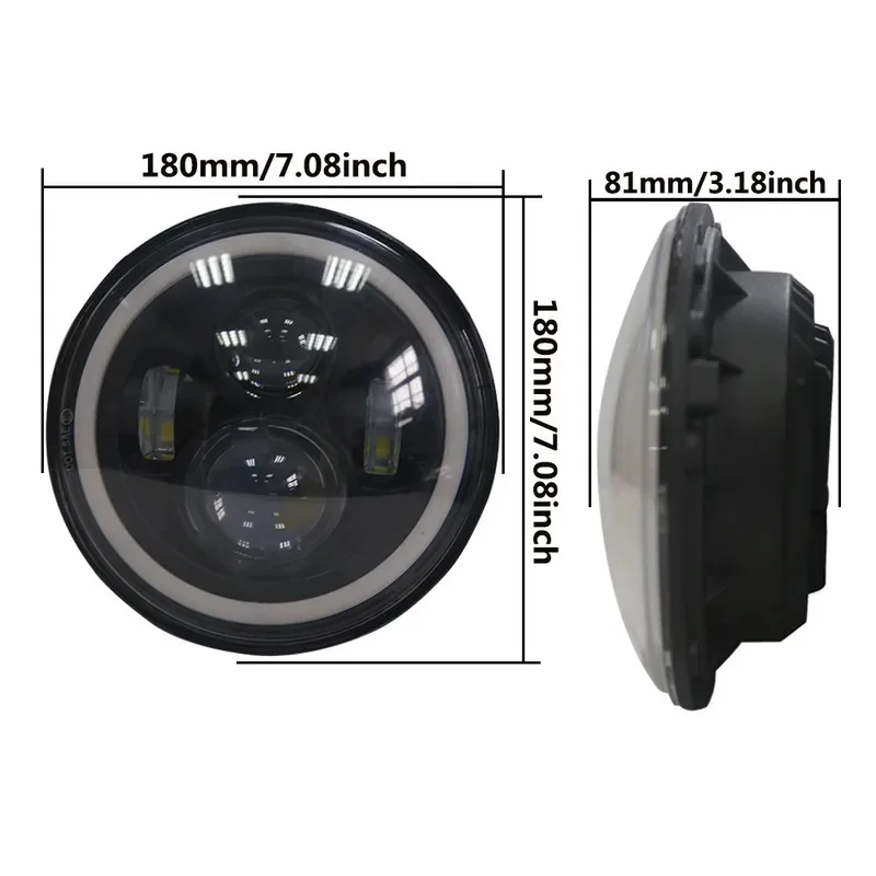 

2PCS 7 Inch Round LED Headlight 4 LED Motorcycle Headlight White DRL High/Low Beam Turn Signal Angle Eyes Light for JK TJ LJ CJ