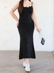 Fishtail Dress for Women, Lace Sequins, Spaghetti Strap, French Slim Knit, Elegant Mermaid Dress, Plus Size Good Quality, Summer