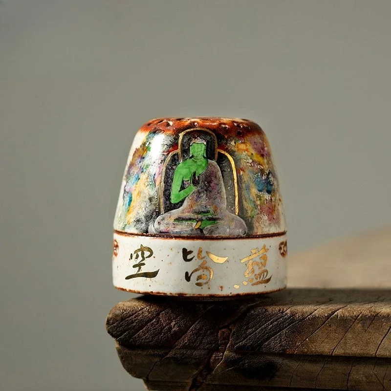 Wild incense burner and mud hand-painted Dunhuang faceless incense burner, household Zen agarwood seal burner sandalwood dish