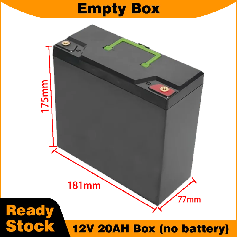 12V 20AH Empty Plastic Box with Handle for Pack DIY 32650 21700 18650 Pack Plastic Storage Box Green Black Color with Brass M5