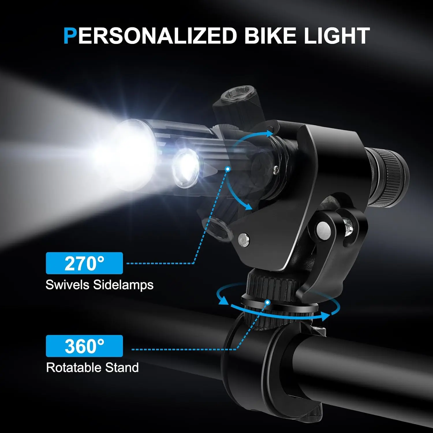 Bike Lights for Night RidingRechargeable Flashlights 10 Hours Battery Life Three Lamp Flashlight for Outing for Home