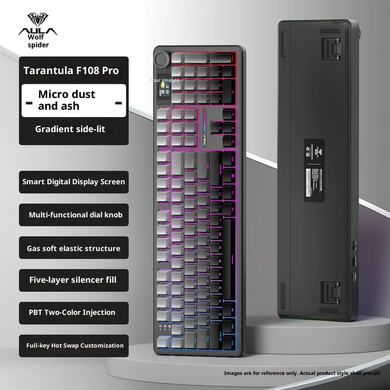 

Hot Aula Tarantula F108pro Gradient Customized Mechanical Keyboard Wireless Three-Mode Esports Game Live Office Boys Girls Gifts