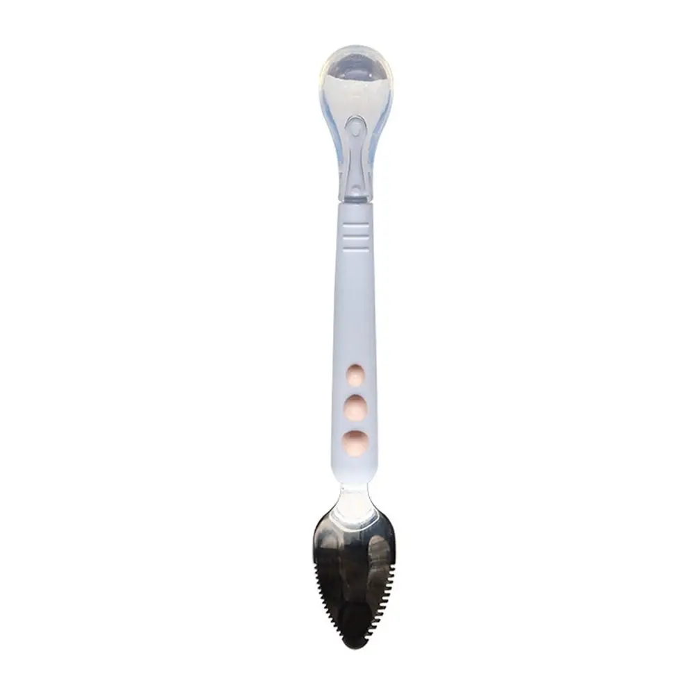 High-quality Silicone Fruit Puree Spoon Double-Ended Tableware Fruit Scraper Spoon Complementary Food Spoon