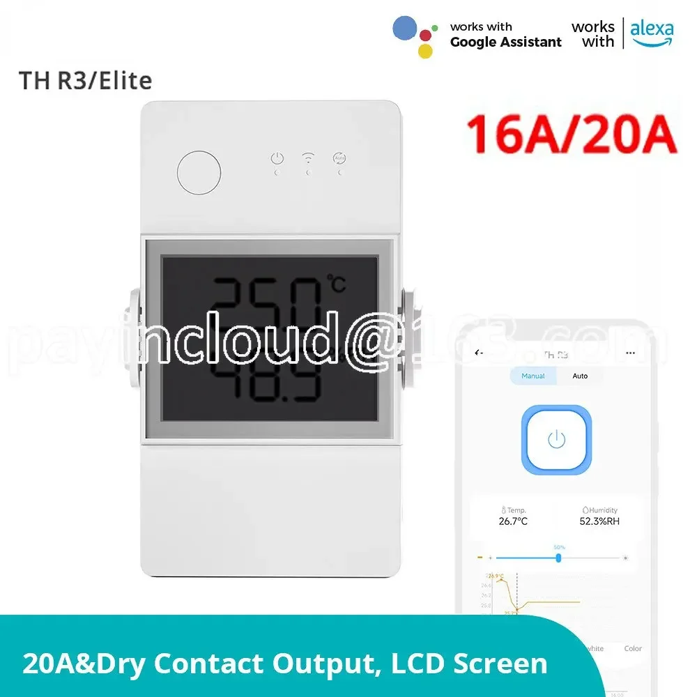 Th Elite 16A/20A Intelligent Switch Temperature Humidity Monitoring Switch Wireless Remote Control