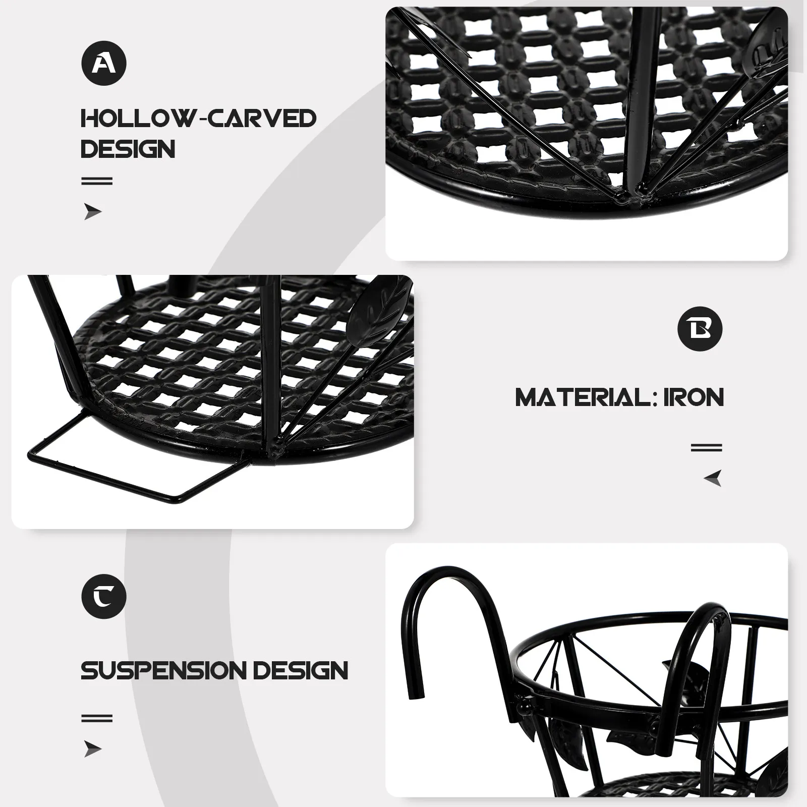 1Pcs Iron Plant Pot Holder Flowerpot Hanging Rack with Smooth Finish for Indoor Outdoor Vertical Space Saving Flower Shelf