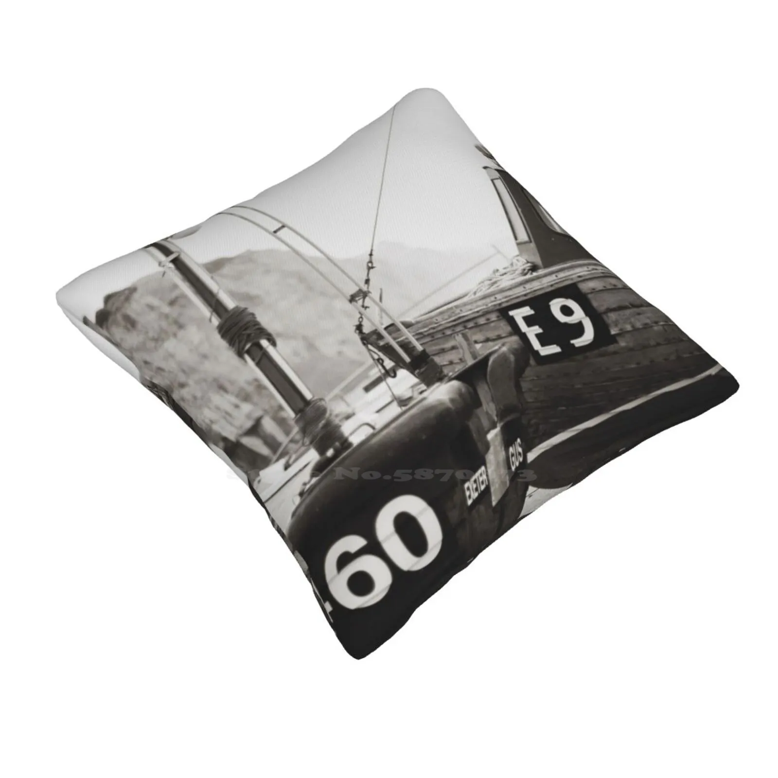 Those Boats Which Lay Upon The Land. Fashion Sofa Throw Pillow Cover Pillowcase Sidmouth Boats Harbour England Black And White