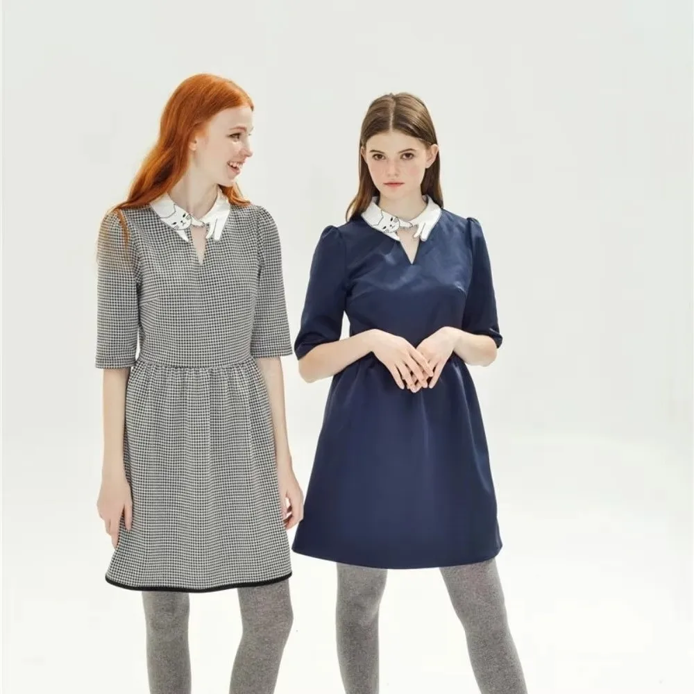 Cat Embroidery Detachable False Collar Cotton Fabric Detachable Design Cotton Fake Collar Layering Piece Decorative Style