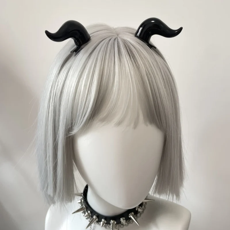 Black Punk Demon Horn Hair Clip Gothic Party Halloween Hairpin Cosplay Costume Accessory Demon Horn Hairpins