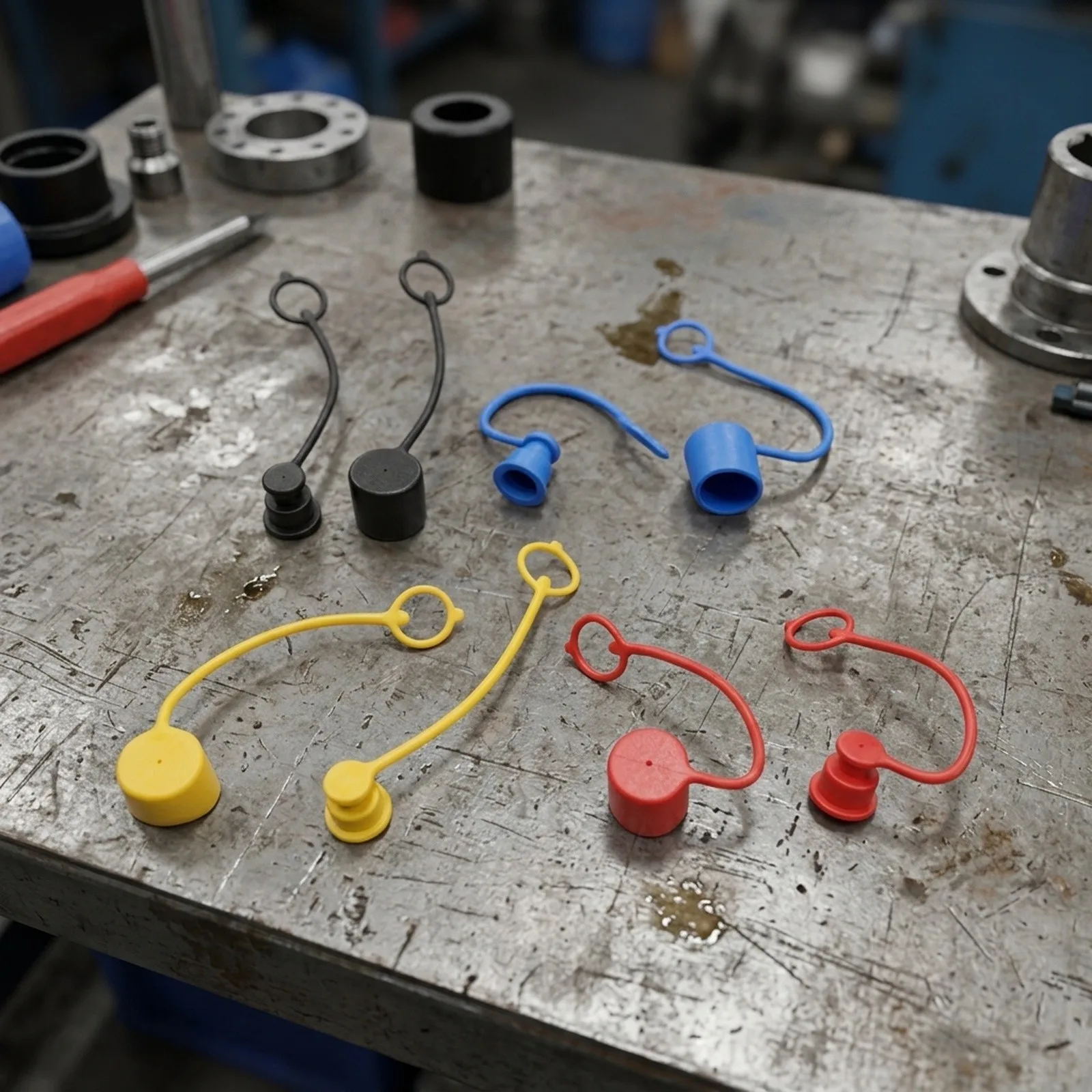 Hydraulic Dust 4 Sets for Bobcat Flat Face Quick Connect Couplers Protective PVC for Hydraulic System Integrity