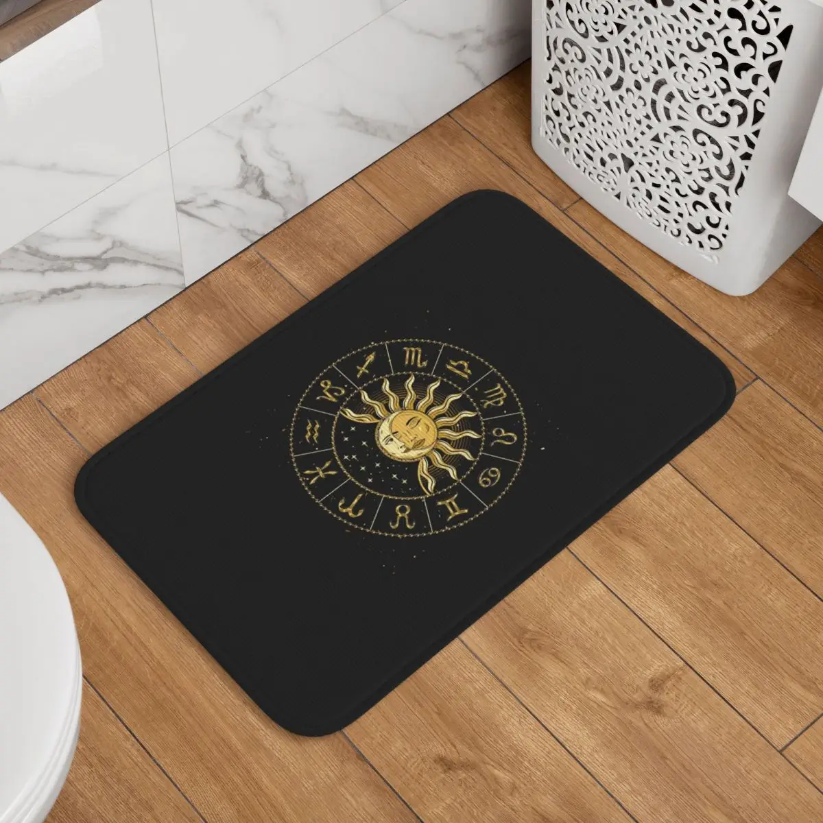Horoscope Wheel With Zodiac Signs Doormat Cushion Carpet Rug Kitchen Entrance Home Floor Mat for Bedroom Footpad Mats