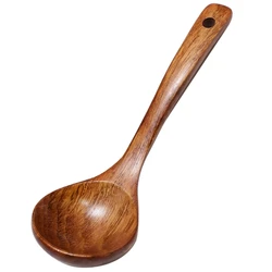 367A Wood Soup Spoon Wooden Long Soup Ladle Rice Sugar Salt Spoon Porridge Spoon