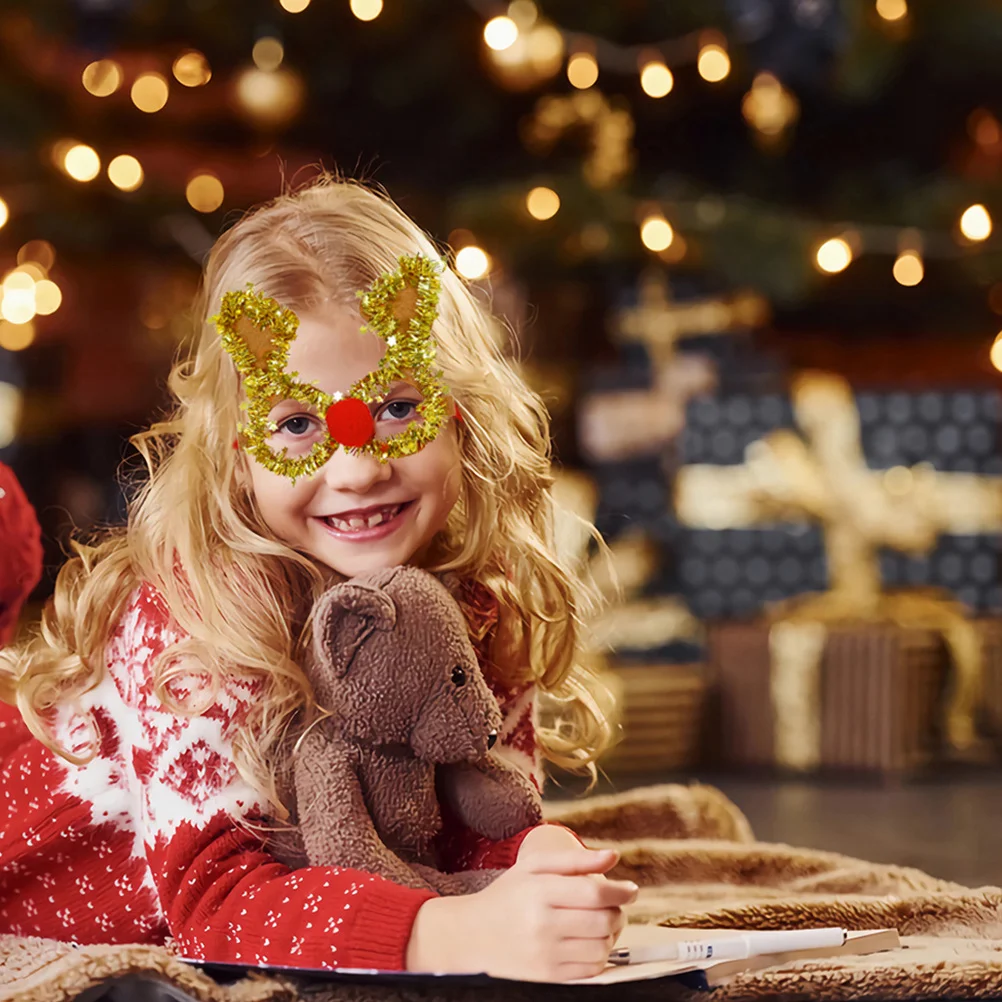 

5Pcs Christmas Glasses Novelty Eyewear Decorative Party Frames Colorful Xmas Photo Booth Supplies Fun Festival Props