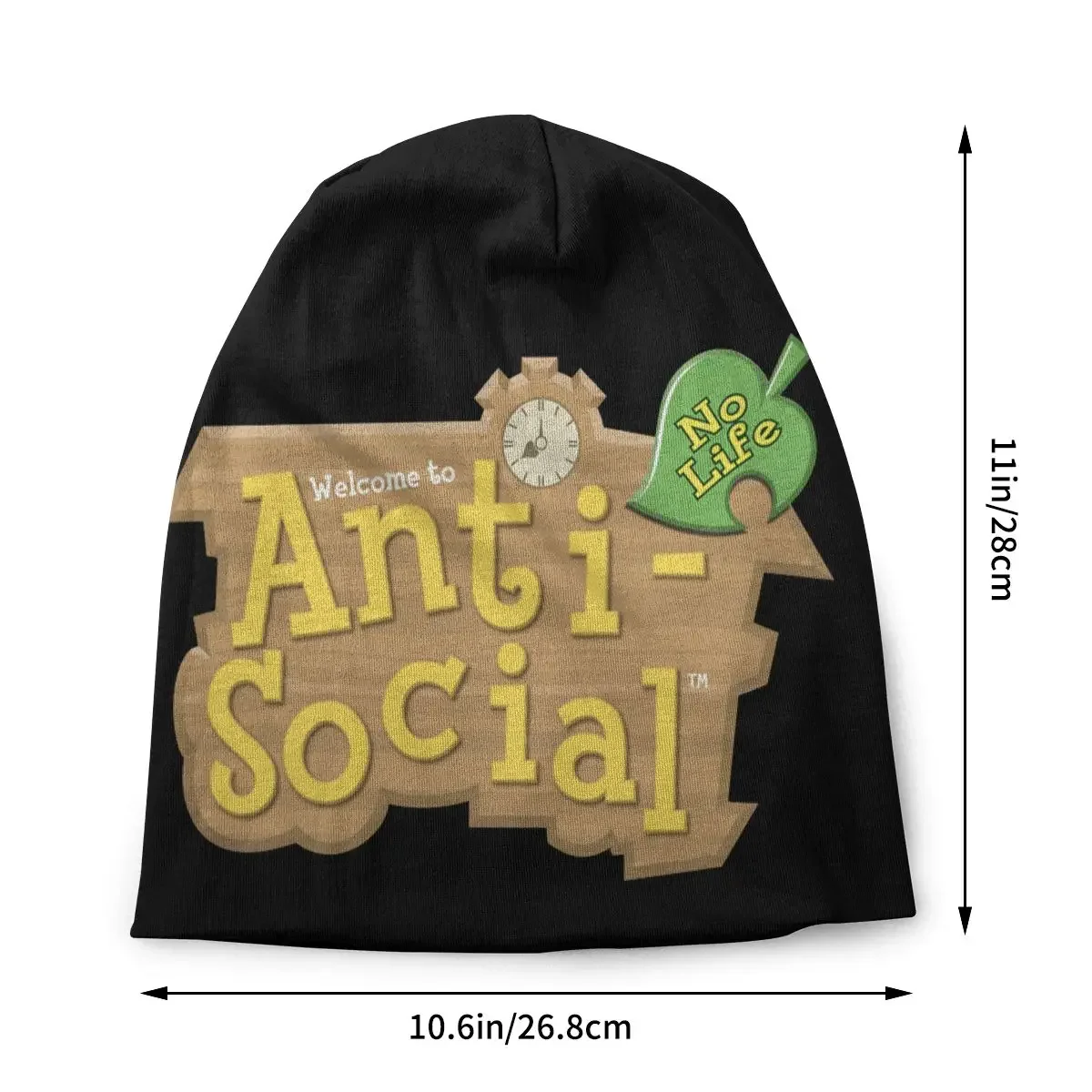 Animal Crossing Anti-Social Bonnet Hats Knit Hat Hip Hop Outdoor Skullies Beanies Hat Men's Autumn Winter Warm Dual-use Cap