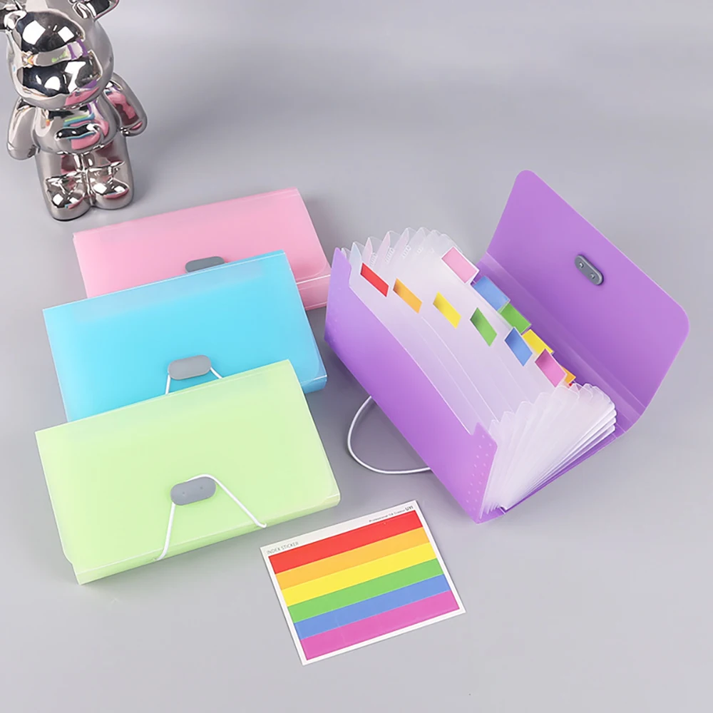 A6 Candy Color 13 Grid Organ Pack, Multi Layer Folder Ticket Holder, Data Book, Document Storage